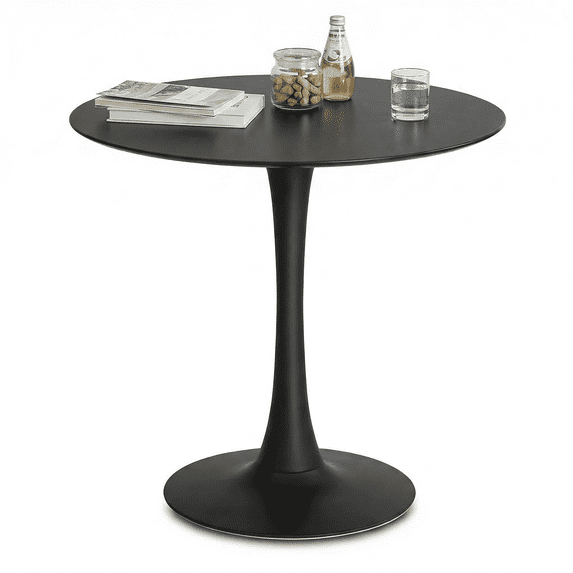 32" Round Dining Table/Tulip Table, Mid Century Modern Wood Dining Table, Black