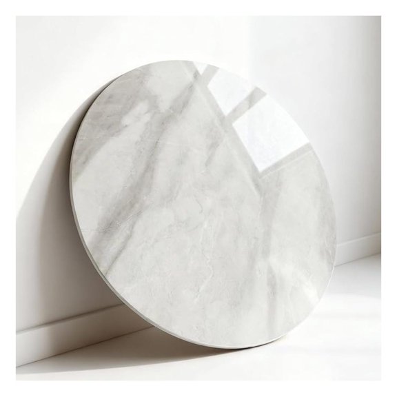 32'' Round Tempered Glass Table Top, 8mm Thick, Gray Marble Pattern Design Glass Table Top, Heat & Scratch Resistant, DIY Replacement for Dining, Coffee, Office, Side Table, Indoor & Outdoor