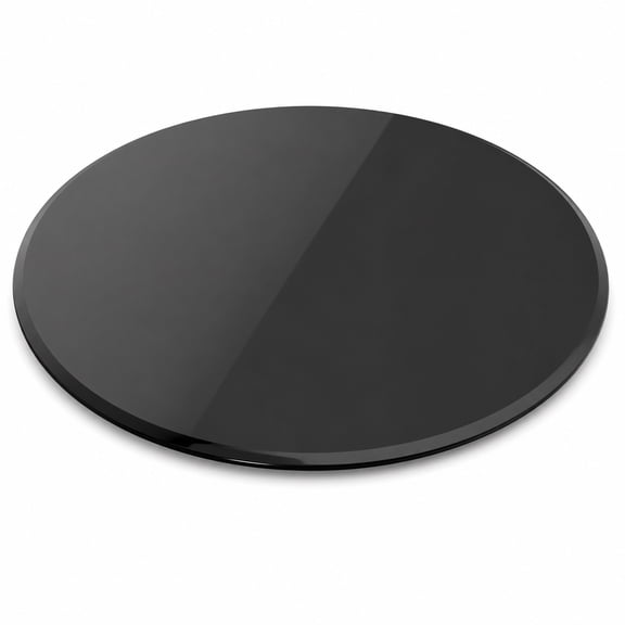 32" Round Black Tempered Glass Table Top, 2/5" Thick Beveled Polished Edge Replacement Glass Desktop Cover for Coffee Table Dining Table Patio Table Office Lobby Meeting Table