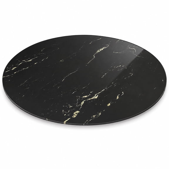 32" Round Tempered Glass Table Top, Black Marble Design Replacement Tabletop Cover, 0.31" DIY Glass Desktop for Dining Table Coffee Table Patio Table Indoor Outdoor Use
