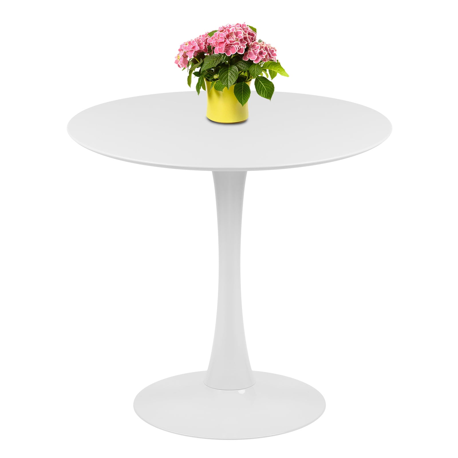 White Round MDF and Metal Tulip Dining Table, 32"