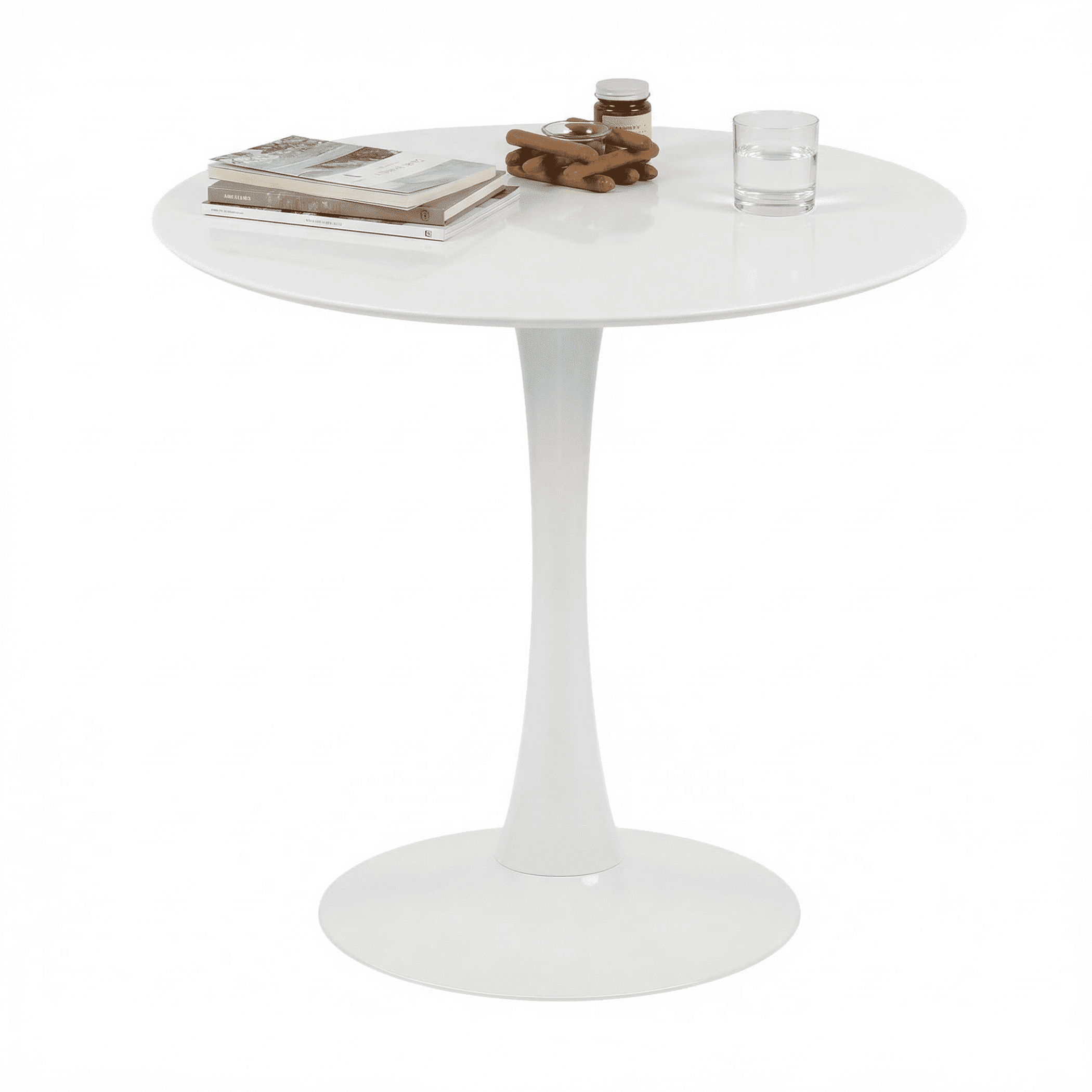 32" Round Wood Dining Table, Mid Century Modern Tulip Table for Living Room Kitchen, White