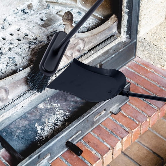32" Rust-Resistant Metal Fireplace Ash Shovel & Brush Set Long Handle for Wood Stove Fire Pit Indoor Outdoor