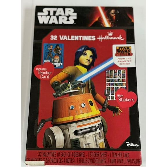 32 STAR WARS VALENTINE CARDS WITH STICKERS FROM STAR WARS REBELS ANIMATED SERIES BY HALLMARK