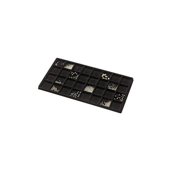 32 Section Black Flocked Tray Insert - 14"L x 7-1/2"W - Set of 3