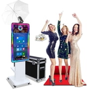 Magic Mirror Photo Booth with 32in Touch Screen and Flight Case,Built-in Mini Computer,Mirror Photo Booth Machine for Christmas Events