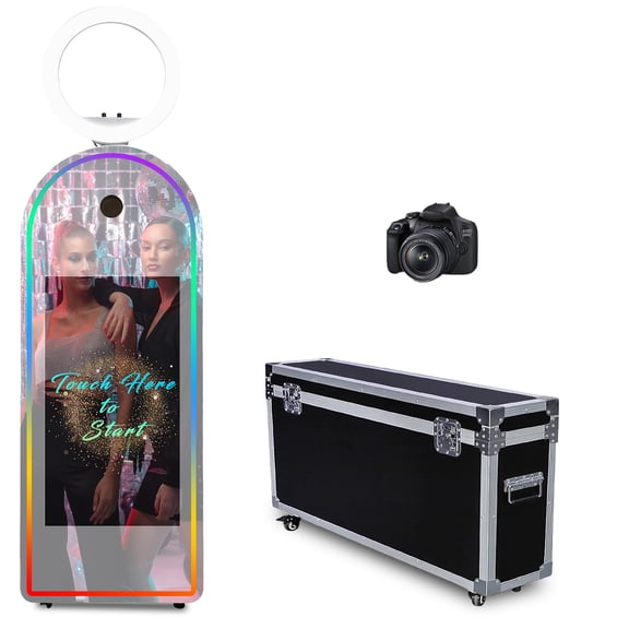 WideMeet 32"Selfie Touch Screen Mirror Photobooth Machine with Ring Light for Wedding Party Birthday