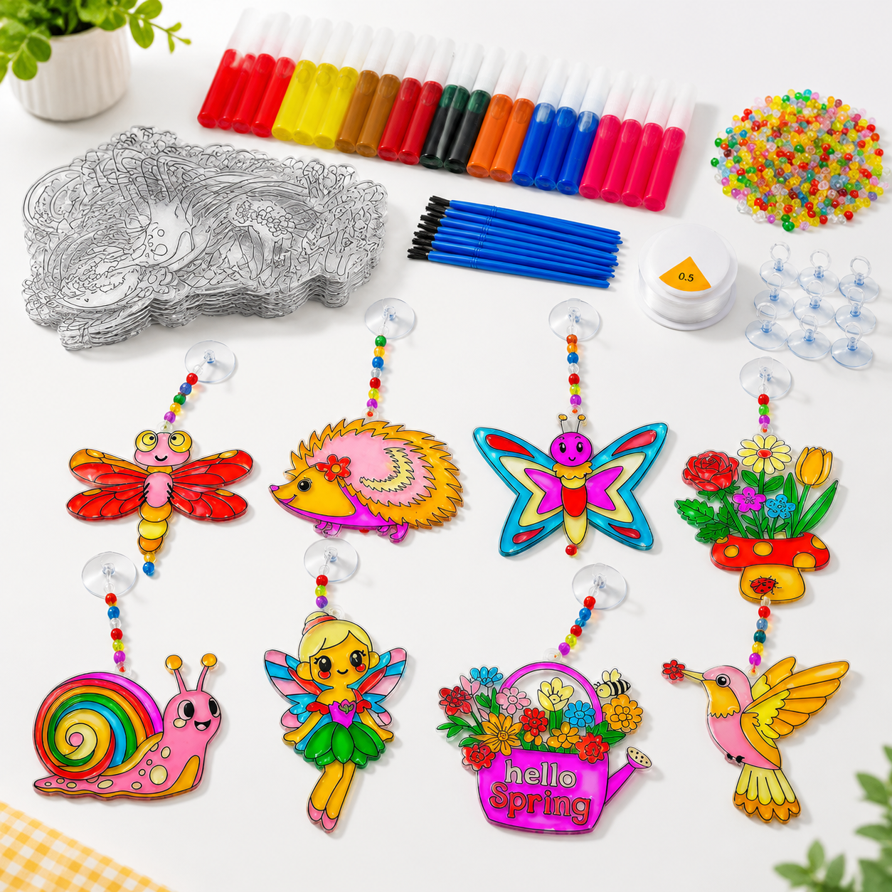 32 Set Spring Flower Butterfly Suncatcher DIY Window Art Craft Kit ...
