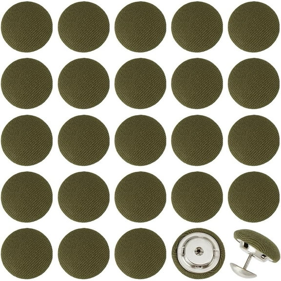 32 Sets 0.67Inch Baseball Cap Button Top Replacement Hats Button Army Green Cloth Covered Hat Button for Hat Replacement Repair Jeans Blouse Sewing Green