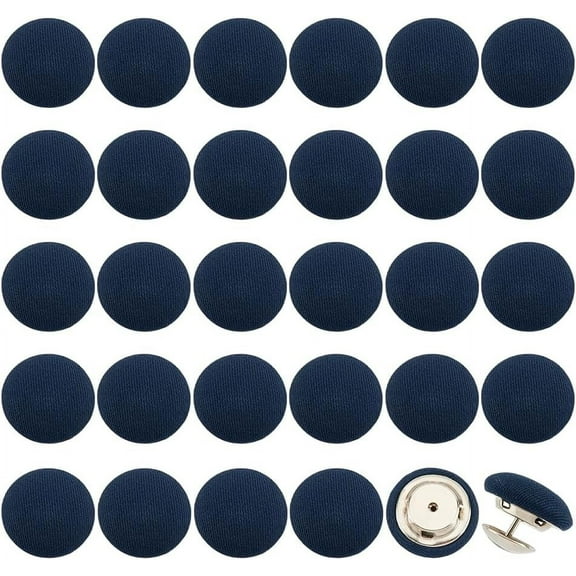 32 Sets 0.67Inch Blue Baseball Cap Button Top Replacement Hats Buttons Prussian Blue Cloth Covered Hat Button for Hat Replacement Repair Jeans Blouse Sewing Blue