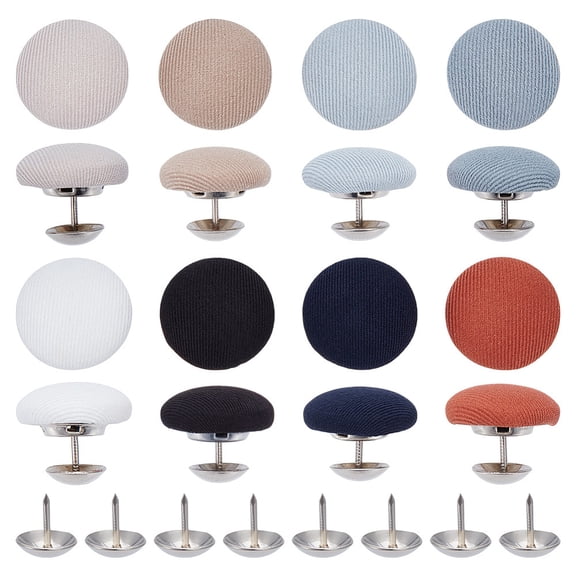 32 Sets 8 Colors Baseball Cap Button 0.75Inch Top Replacement Hats Button Cloth Covered Hat Button for Hat Replacement Repair Jeans Blouse Sewing