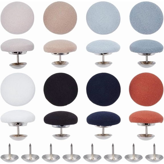 32 Sets 8 Colors Baseball Cap Button 0.75Inch Top Replacement Hats Button Cloth Covered Hat Button