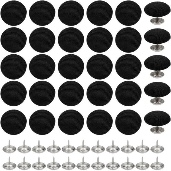 32 Sets Cloth Cap Nail Button with Iron Rivet Hat Accessories Black 11~17x3~7mm Hole: 1mm