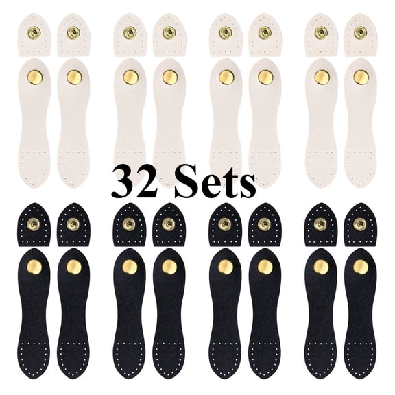 32 Sets Leather Snap Buttons for Purse Closure, SewOn Snap Fastener Clasps, Bag Making Supplies for Purse, Wallet, Handbag, Tote and Coin Purse, 2 Colors