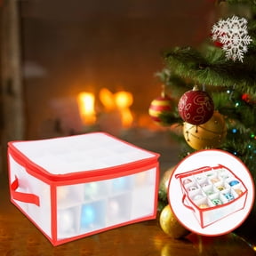 32-Slot Christmas Ornament Storage Box - Clear PVC Organizer with Compartments, Holiday Decor Bag for Tree Decorations