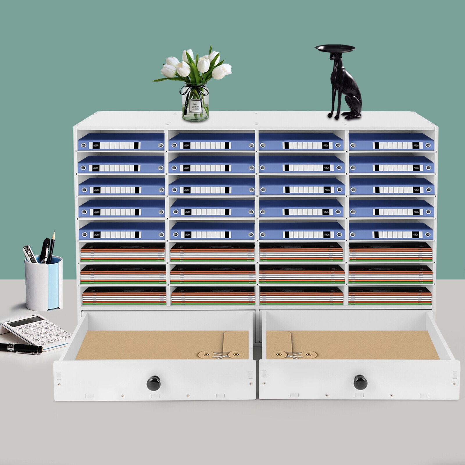 32 Slots 8 Tiers Shelf Organizer Desk Accessories for Folders File Mail Sorter Rack for Office, Home