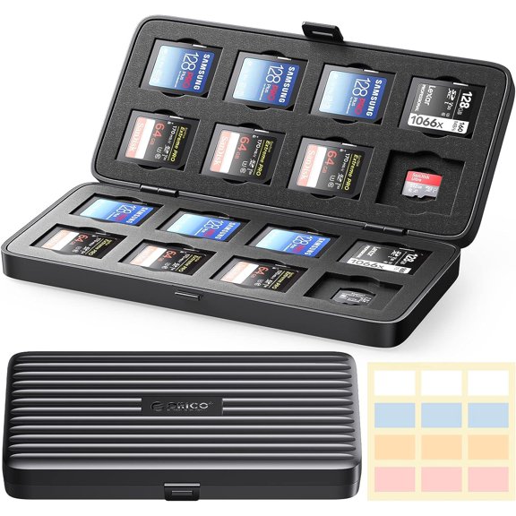 32 Slots Memory Card Case, Waterproof & Anti-Shock Portable SD/TF Cards Holder for 16 SDXC SDHC + 16 TF Cards Slots Storage Case Camera Accessories for Photography MSCD-2 Black