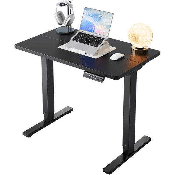 32" Small Electric Standing Desk Adjustable Height, 4 Memory Height Settings, Sit Stand Up Desk for Home Office & Computer Workstation