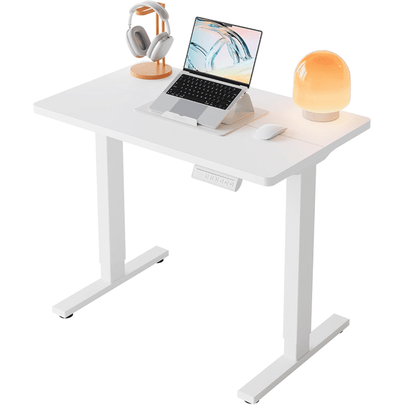 32" Small Electric Standing Desk Adjustable Height, 4 Memory Height Settings, Sit Stand Up Desk for Home Office & Computer Workstation