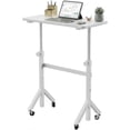 thumbnail image 1 of 32'' Small Standing Desk with Wheels,28.7"-46.1" Heigh Adjustable Portable Rolling Desks,Mobile Stand Up Desk for Walking Pad and Treadmill,Sit to Stand Computer Workstation for Bedroom,Walnut, 1 of 9