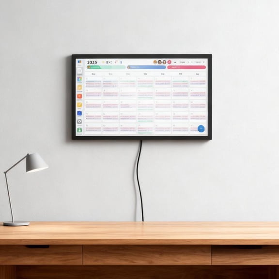 32" Smart Electronic Wall Calendar - Touchscreen Interactive Display, 4GB 64GB, Android 14, Octa Core, Chore Chart and Family Schedule Organizer