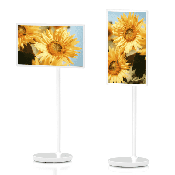 32" Smart Portable Touch Screen TV, 1080P FHD Wireless Moveable Monitor, Built-in Battery, 6GB RAM + 128GB Storage, Rolling Stand and Remote Control for Anywhere