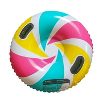 32" Snow Sled Extra Large Snow Tube - Thickened Inflatable Sleds for Adults Heavy Duty Tubes with Reinforced Grab Handle & Rope for Sledding Skiing Outdoor