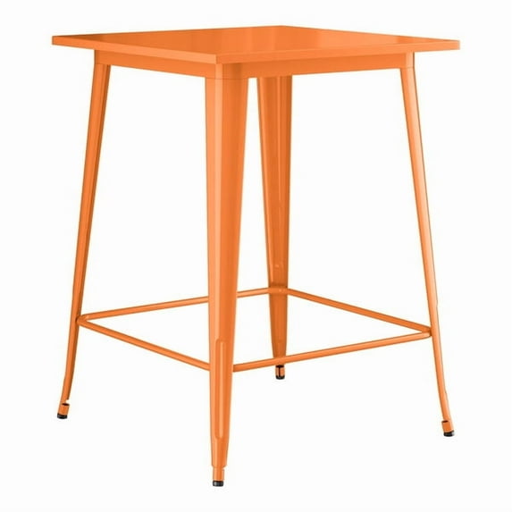 32" Square All Weather Orange Metal Restaurant Patio Bar Height Table For Indoor or Outdoor Use