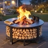 38" Outdoor Fire Pit Table with Grill & Firewood R