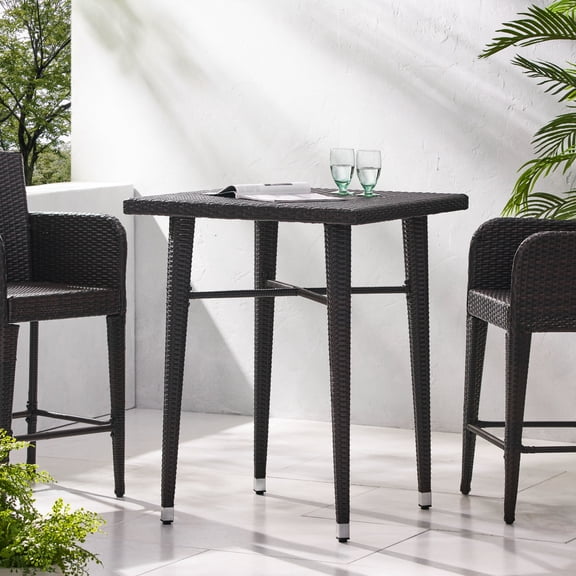 32" Square Outdoor Bar Table | Ideal for Backyard and Garden Use | High - Quality Rattan and Iron Construction | Weather - Resistant for Long - Term Use