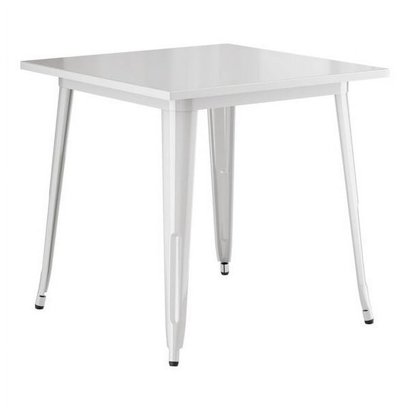 32'' Square White Metal Restaurant Patio Dining Table For Indoor or Outdoor Use