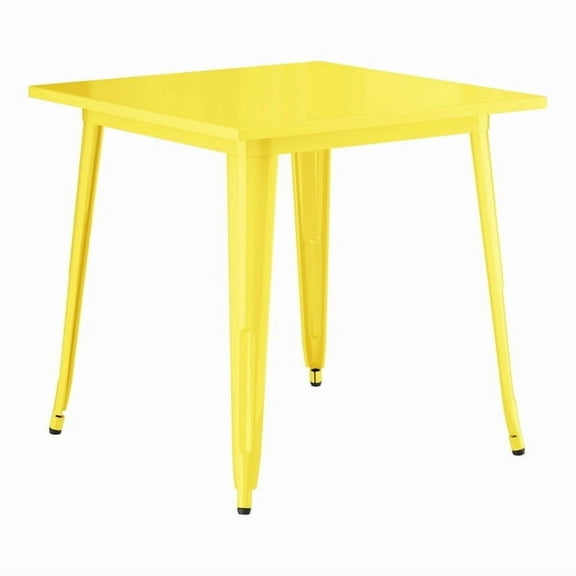 32'' Square Yellow Metal Restaurant Patio Dining Table For Indoor or Outdoor Use
