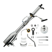 32" Stainless Steel Tilt Automatic Universal Steering Column & Wheel Adapter w/ Key Chorme
