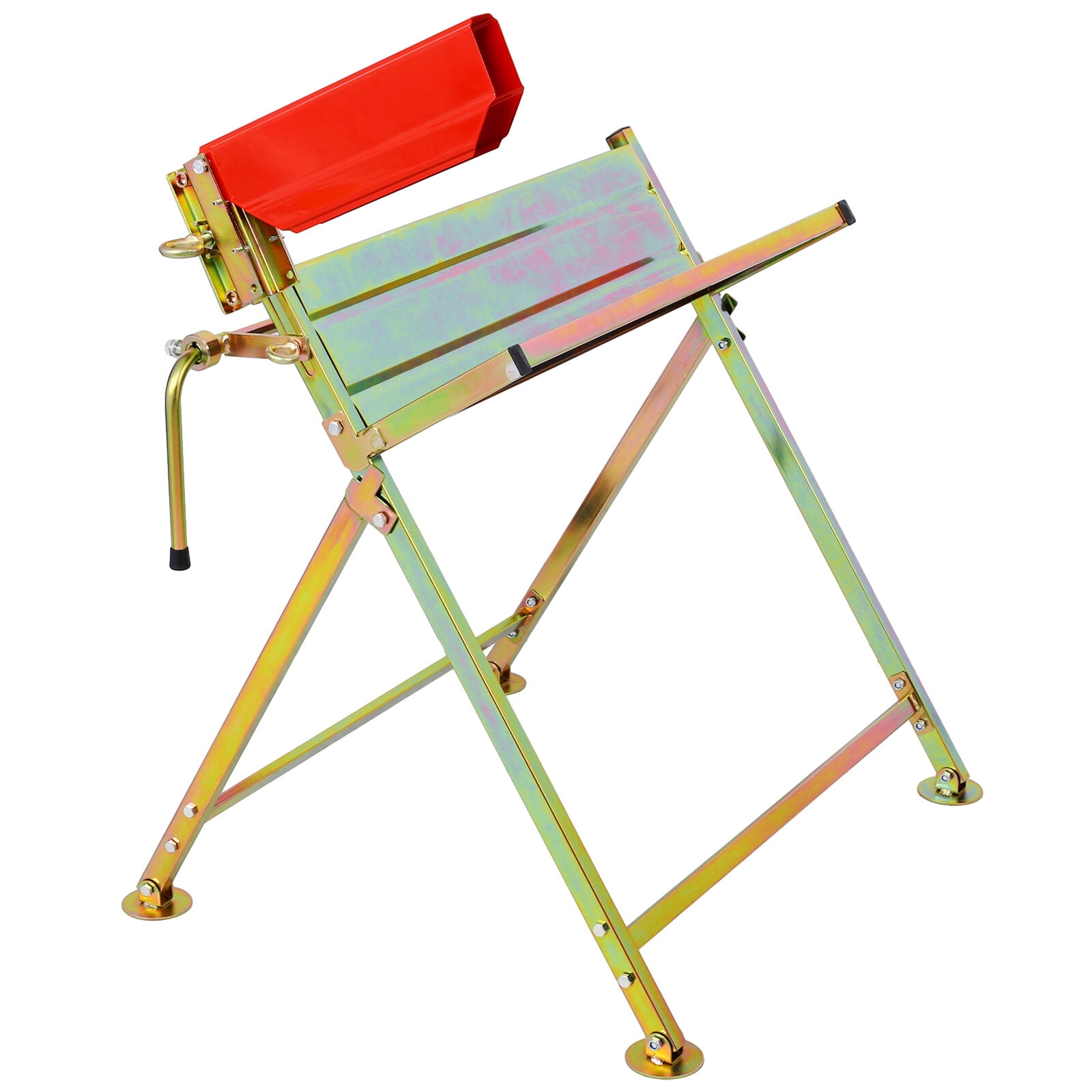32" Steel Saw Horse with Chainsaw Holder, Folding Log Cutting Stand with Measuring Bar (28.5"W x 33.5"H)