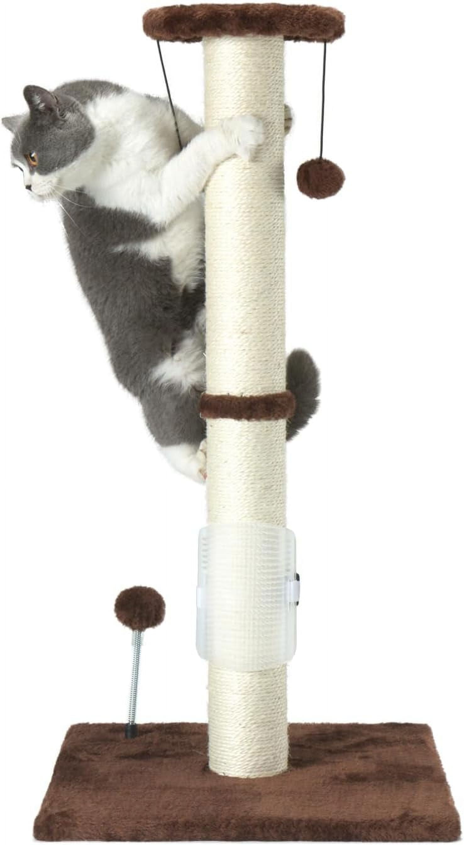 32" Tall Sisal Rope Cat Scratching Post with Hanging Ball and Brush