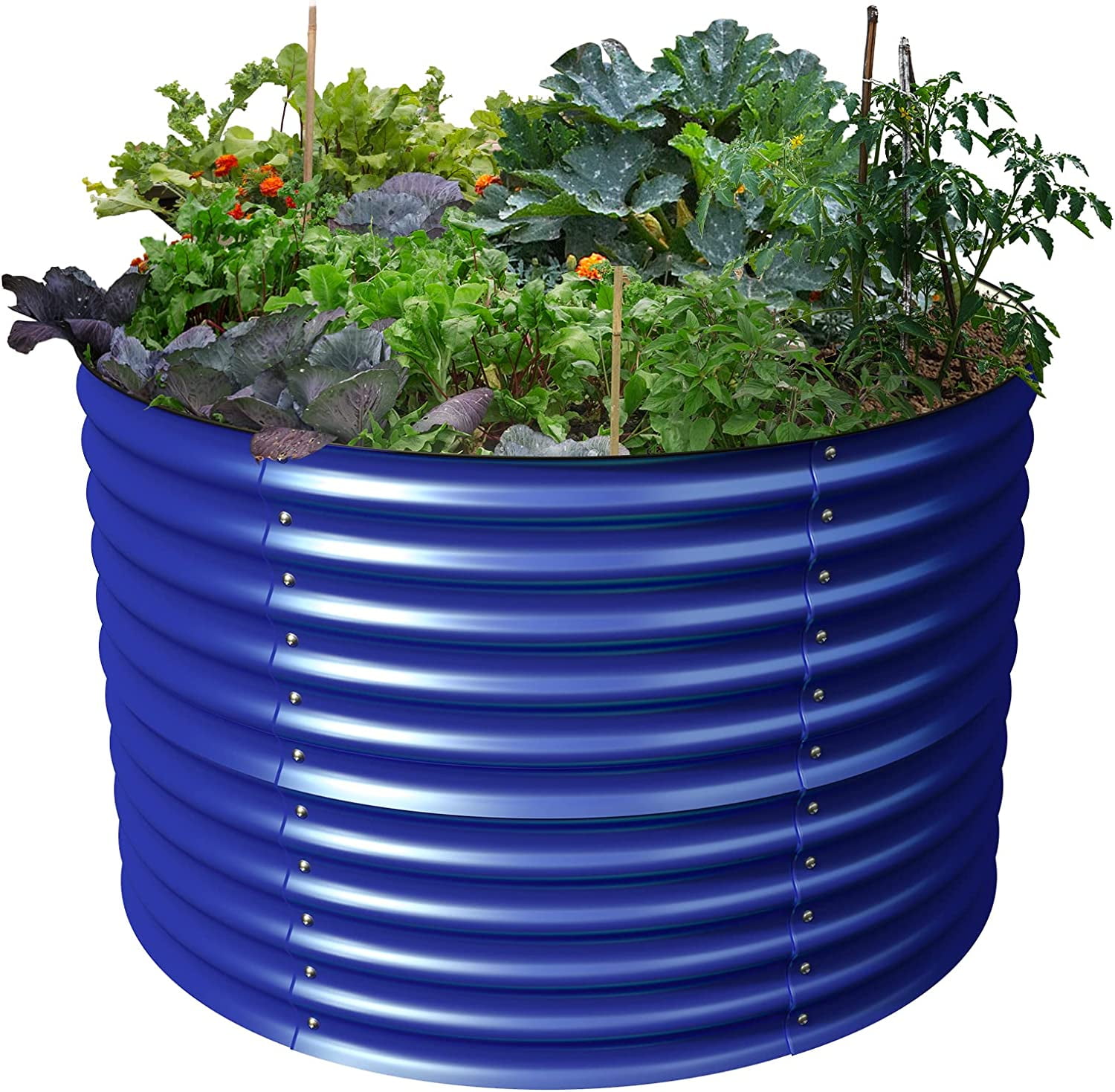 32" Tall, Galvanized Raised Garden Bed for Flower Round Galvanized