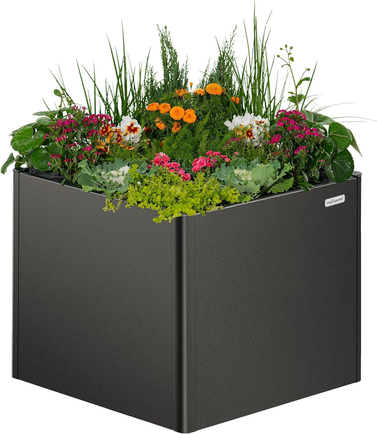Urban Charcoal Tall Metal Outdoor Raised Garden Bed 42" x 42" x 32"