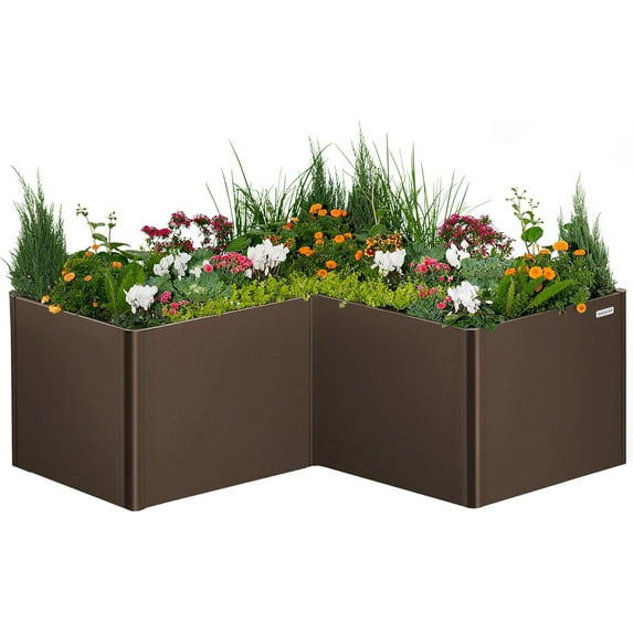 Vego Garden 32" Extra Tall Garden Raised Bed,32" Tall Modern 82" x 83" Metal Raised Gaden Beds - Umber Brown