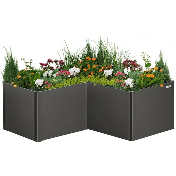 Vego Garden 32" Extra Tall Garden Raised Bed,32" Tall Modern 82" x 83" Metal Raised Gaden Beds - Urban Charcoal