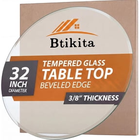 32" Tempered Glass Table Top Round Transparent Table Surface 3/8'' Thick Beveled Edge Multipurpose for Dining, Coffee, Restaurant and End Table (3/8" Thick - Beveled Edge, 32 inch)