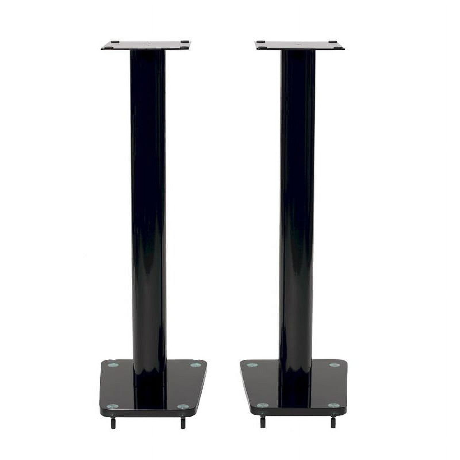 32" Tempered glass & metal speaker stand in Gloss Black finish. Sold as pair - image 1 of 2