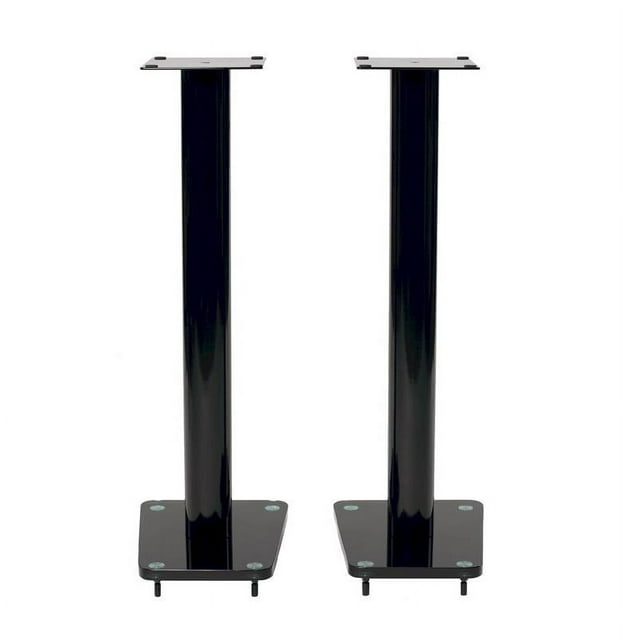 32" Tempered glass & metal speaker stand in Gloss Black finish. Sold as pair