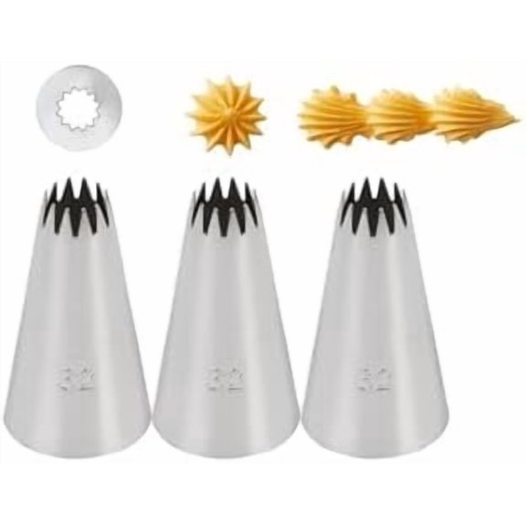 #32 Tip for Piping,Icing Piping Tip for Cake and Cupcake Decorating,3 Pcs