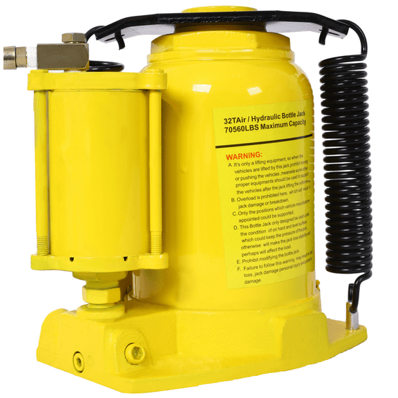 32-Ton Air-Hydraulic Bottle Jack for Trucks RV Auto Repair 10-16 Inch Lift