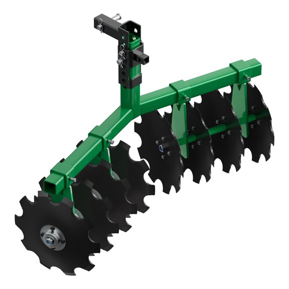 32" Tow-Behind Disc Harrow Plow for ATV/UTV/Garden Tractors, 2" Receiver Hitch, Adjustable Height Soil Tiller with 12" Steel Discs, Green
