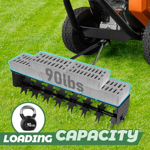 32" Tow Behind Spike Aerator, Tow Behind Lawn Plug Aerator with Soil Penetrator Spikes for Lawn, Yard and Garden