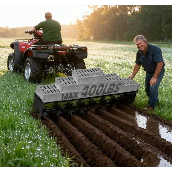 32" Tow Behind Spike Aerator, Tow Behind Lawn Plug Aerator with Soil Penetrator Spikes for Lawn, Yard and Garden