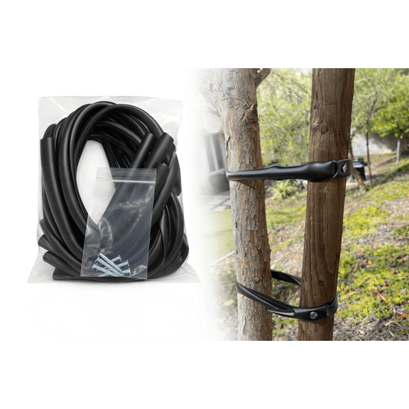 32" Tree Ties with Complimentary Nail (Black) 10 Pack | Durable Plant Support for Landscaping & Gardening