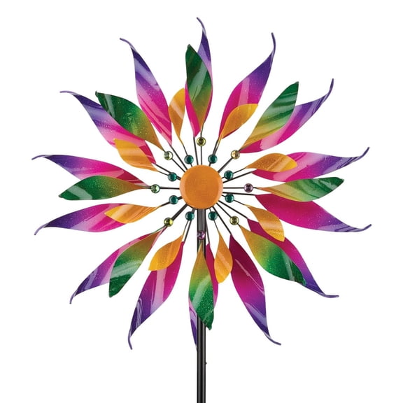 32 Triple Wind Spinner - Twisted Flower - 32"x13"x85"