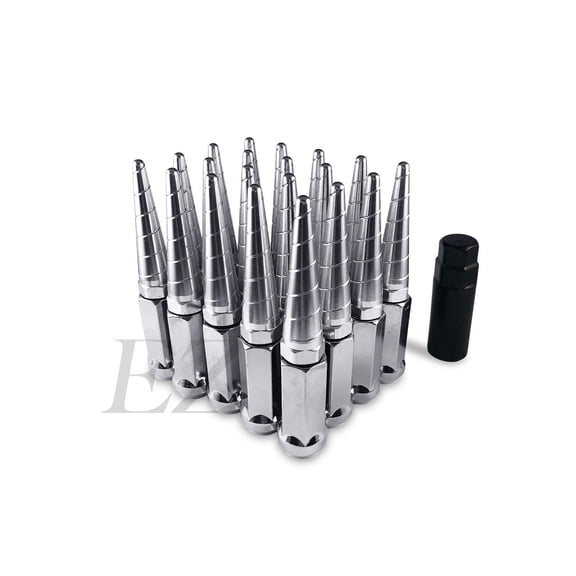 32 Twisted Spike Lug Nuts Installation Kit 14x1.5 Chrome